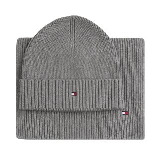 Coffret Bonnet + Echarpe Gris Homme Tommy Hilfiger Th Flag vue 0