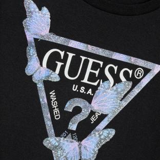 Robe Noir Fille Guess Sleeves vue 0