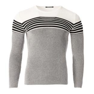 Pull Gris/Blanc Homme Paname Brothers 2548 pas cher