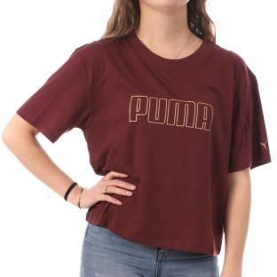 T-shirt Bordeau Femme Puma Cropped pas cher