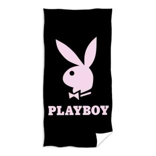 Serviette de bain Noir/Rose Playboy 70x140cm pas cher