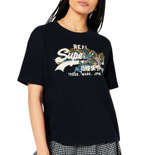 T-shirt Marine Femme Superdry Narrative pas cher