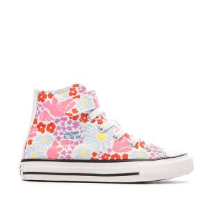 Baskets Blanches à fleurs Fille Converse All Star Easy On Floral vue 2