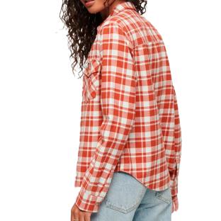 Chemise Manches Longues Orange/Blanche Femme Superdry Lumberjack vue 2