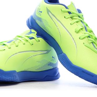 Chaussures de futsal Jaune Fluo/Bleu Garçon Puma Ultra 5 Play vue 7