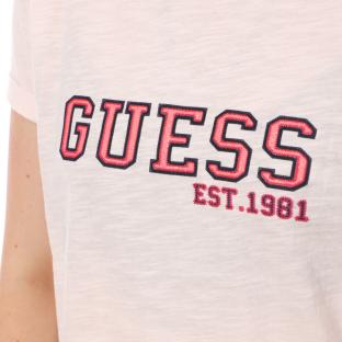 T-shirt Rose Femme Guess College vue 3