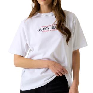 T-Shirt Blanc Femme Guess American vue 0