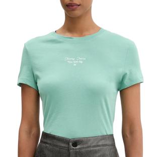 T-Shirt Slim Vert Femme Tommy Hilfiger Logo pas cher
