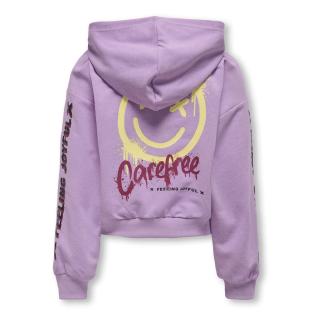 Sweat à Capuche Mauve Fille Kids ONLY Smile Life vue 0