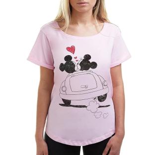 T-Shirt Rose Femme Disney Mickey & Minnie Hearts vue 0