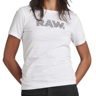 T-shirt Blanc Femme G-Star Raw Anglaise Graphic Raw pas cher