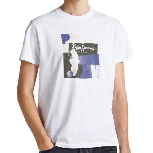 T-shirt Blanc Homme Pepe jeans Oldwive pas cher