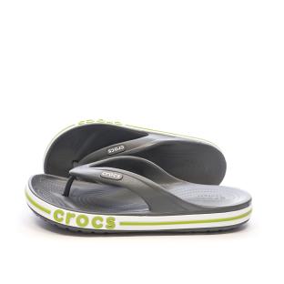 Tongs Crocs Grises/Vertes Femme Bayaband Flip pas cher