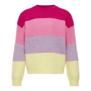 Pull Rose/Jaune Fille Kids Only Stripe pas cher