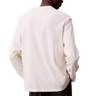Sweat Blanc Homme Calvin Klein Jeans Waffle Badge vue 2