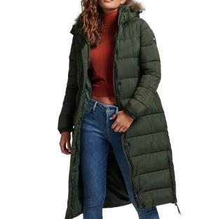 Doudoune longue Kaki Femme Superdry Vintage pas cher