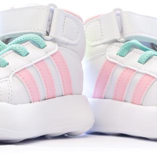 Baskets Blanches/Roses/Turquoises Fille Adidas Grand Court Mid vue 7