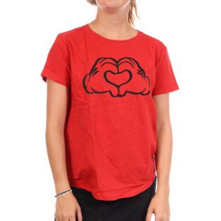 T-Shirt Rouge Femme Disney Love Hands vue 0