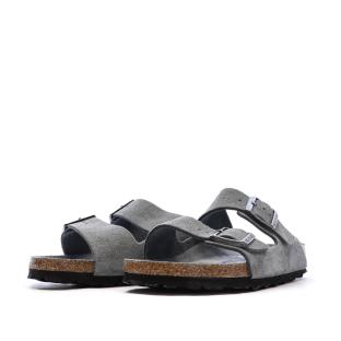 Sandales Grises Mixte Birkenstock Arizona Suede Leather Narrow vue 0