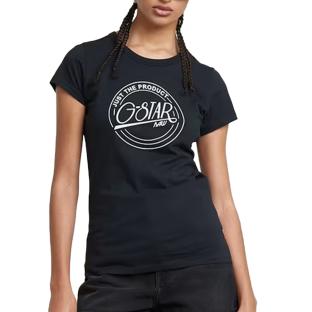 T-shirt Marine Femme G-Star Raw Large Logo pas cher