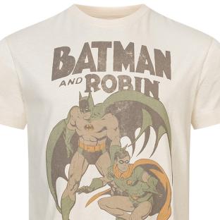 Beiges Herren-T-Shirt DC Comics Batman & Robin Vintage Ansicht 0