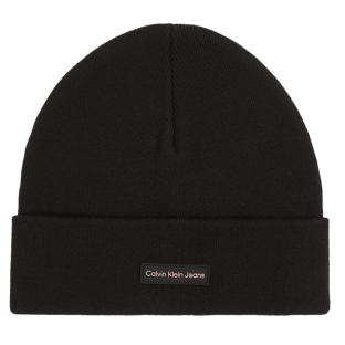 Bonnet Noir Femme Calvin Klein Jeans Patch Beanie pas cher