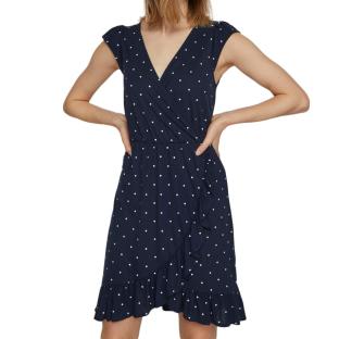 Robe Marine/Pois à volants Femme Vila Mooney pas cher