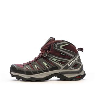 Chaussures de randonnée Grise/Bordeaux Femme Salomon Pioneer pas cher