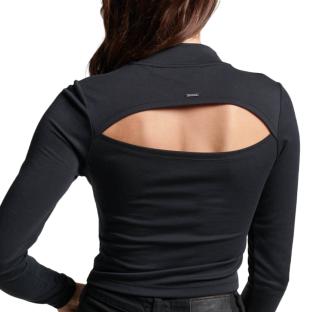 T-Shirt Manches Longues Noires Femme Superdry Open Back vue 2