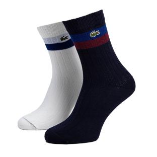 x2 Paires de Chaussettes Blanches/Noires Homme Lacoste RA4241 pas cher