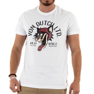 T-shirt Blanc Homme Von Dutch Cat pas cher