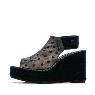 Sandales Compensées Noir Femme Replay Jess Punk pas cher