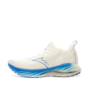 Chaussures de Running Blanc/Bleu Homme Mizuno Wave pas cher