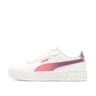 Baskets Blanches/Rose Fille Puma Carina 2.0 pas cher
