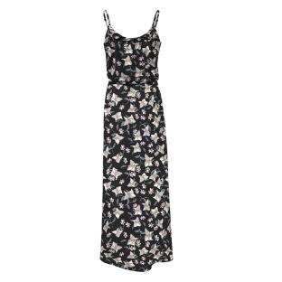 Robe Longue Noire/Rose à fleurs Femme Only Nova vue 0