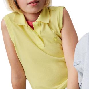 Polo Jaune Fille Calvin Klein Jeans Sleeve vue 2