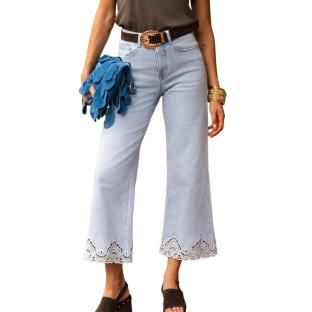 Jean Wide Bleu Femme Oraije Nola vue 0