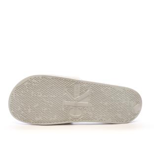 Claquettes Blanche/Grise Homme Calvin Klein Jeans Slide Monogram vue 2