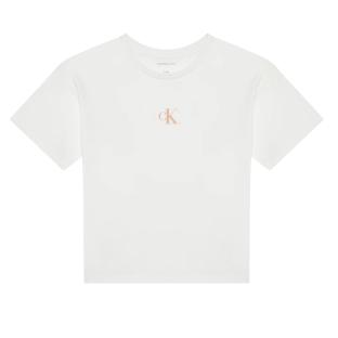 T-shirt Blanc Fille Calvin Klein Jeans Ck Logo vue 0