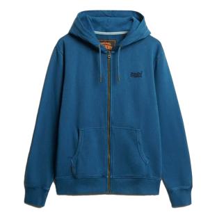 Sweat Zippé Bleu Homme Superdry Essential Washed Ziphood pas cher