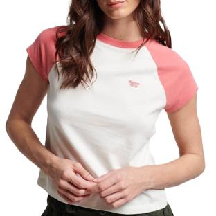 T-shirt Rose/Écru Femme Superdry Raglan pas cher