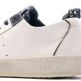 Baskets Cuir Blanches/Marine Homme Replay Blog vue 7
