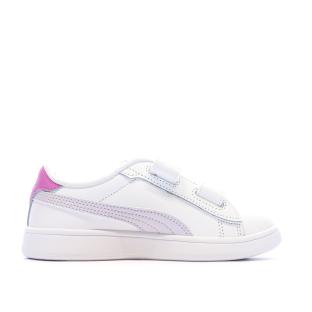 Baskets Blanc/Rose Fille Puma Smash 3.0 vue 0