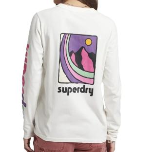 T-shirt Manches Longues Blanc Femme Superdry Vintage 90s vue 0