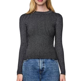 Pull Noir Brillant Femme Pieces Crista pas cher