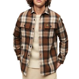 Surchemise Marron/Gris Homme Superdry Wool Miller pas cher