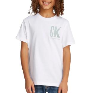 T-Shirt Blanc Garçon Calvin Klein Jeans ChestYAF pas cher