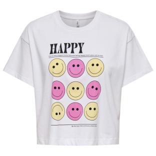 T-shirt Blanc Fille Kids ONLY Annbel-smile vue 0