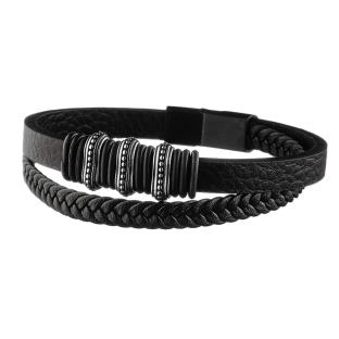 Bracelet Noir/Argent Homme Geographical Norway 315066 pas cher