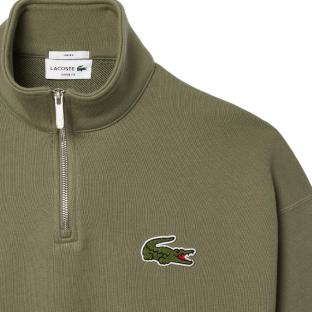 Sweat Loose Kaki Femme Lacoste Half-zip vue 0